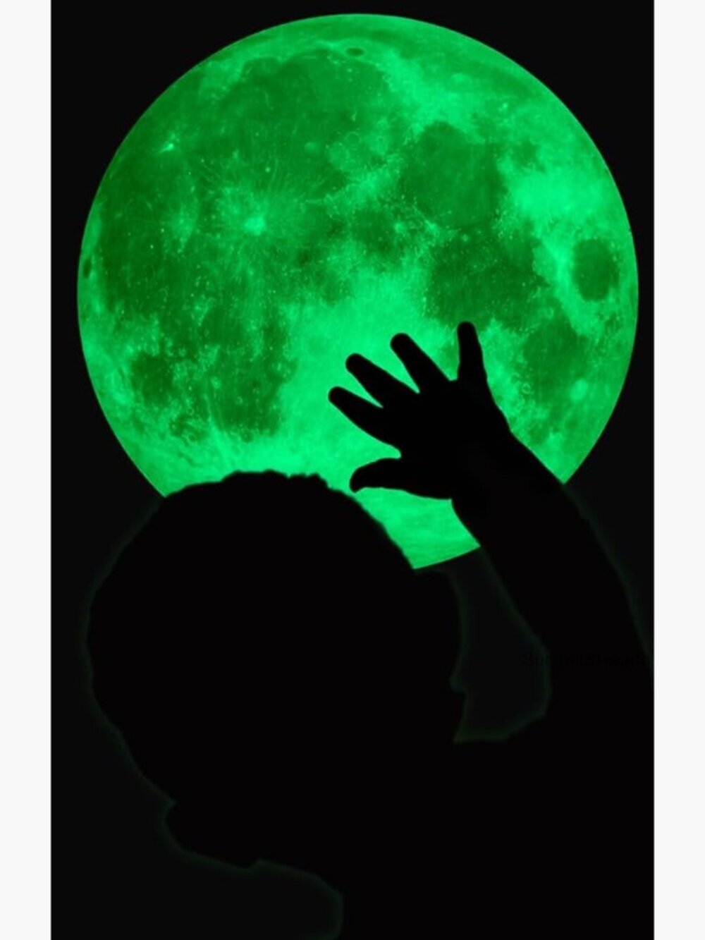 Glow in the Dark Moon Wall Decal, 30cm Self-Adhesive Nursery Decor